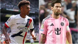 Desire Doue #14 of Paris Saint-Germain and Lionel Messi #10 of Inter Miami CF.