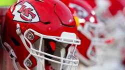 Kansas City Chiefs helmets sit on bench heaters during halftime of the Divisional Round playoff game against the Houston Texans at GEHA Field at Arrowhead Stadium on January 18, 2025 in Kansas City, Missouri.