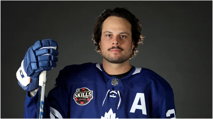 Auston Matthews #34 of the Toronto Maple Leafs poses for a portrait before the 2022 NHL All-Star game at T-Mobile Arena on February 04, 2022 in Las Vegas, Nevada.