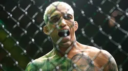 Charles Oliveira of Brazil reacts before facing Ilia Topuria of Georgia in the lightweight main event title bout during UFC 317 at T-Mobile Arena on June 28, 2025 in Las Vegas, Nevada.