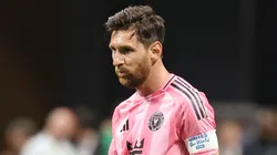 Lionel Messi #10 of Inter Miami CF reacts following the FIFA Club World Cup 2025 round of 16 match between Paris Saint-Germain and Inter Miami CF at Mercedes-Benz Stadium on June 29, 2025 in Atlanta, Georgia.