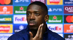 Ousmane Dembele of Paris Saint-Germain looks on during a press conference ahead of their UEFA Champions League 2024/25 quarter final second leg match against Aston Villa at Villa Park on April 14, 2025 in Birmingham, England.