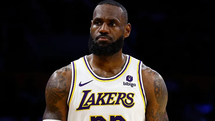 LeBron James #23 of the Los Angeles Lakers during game four of the Western Conference First Round Playoffs at Crypto.com Arena on April 27, 2024 in Los Angeles, California.