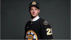 James Hagens poses for a portrait after being drafted by the Boston Bruins with the seventh overall pick during the first round of the 2025 Upper Deck NHL Draft at JW Marriott Los Angeles L.A. LIVE on June 27, 2025 in Los Angeles, California.