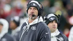 Head coach Kyle Shanahan of the San Francisco 49ers looks on in the second quarter against the Green Bay Packers at Lambeau Field on November 24, 2024 in Green Bay, Wisconsin.