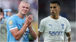 Erling Haaland #9 of Manchester City and Joao Cancelo #20 of Al Hilal.