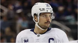 Auston Matthews #34 of the Toronto Maple Leafs in action during the game against the New York Rangers at Madison Square Garden on March 20, 2025 in New York City.