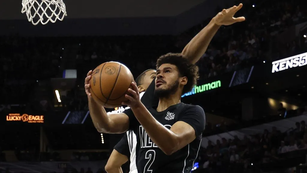 SAN ANTONIO, TX – MARCH 4: Cameron Johnson #2 of the Brooklyn Nets goes to the basket on the San Antonio Spurs in the first half at Frost Bank Center on March 4, 2025 in San Antonio, Texas. (Photo by Ronald Cortes/Getty Images)