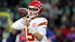 Patrick Mahomes #15 of the Kansas City Chiefs throws a pass in the first quarter against the Philadelphia Eagles during Super Bowl LIX at Caesars Superdome on February 09, 2025 in New Orleans, Louisiana.