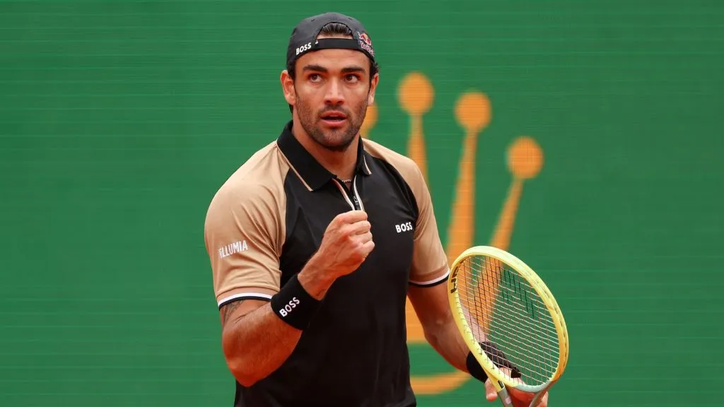 Matteo Berrettini of Italy celebrates a point against Miomir Kecmanovic of Serbia during the Men’s Singles First Round match on day three of the Rolex Monte-Carlo Masters in 2024. (Source: Julian Finney/Getty Images)