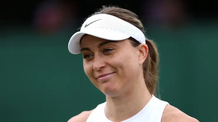 Paula Badosa of Spain looks on during practice prior to The Championships Wimbledon 2025 at All England Lawn Tennis and Croquet Club on June 26, 2025.