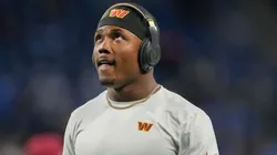 Terry McLaurin #17 of the Washington Commanders looks on during warmups prior to playing the Detroit Lions during the NFC Divisional Playoff at Ford Field on January 18, 2025 in Detroit, Michigan.