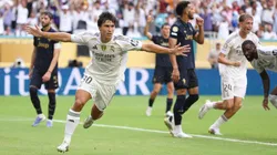 Gonzalo Garcia #30 of Real Madrid C.F. celebrates scoring his team's first goal during the FIFA Club World Cup 2025 round of 16 match against Juventus.