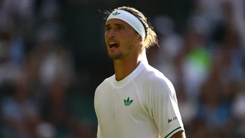 Alexander Zverev of Germany looks on against Arthur Rinderknech of France on day two of The Championships Wimbledon 2025