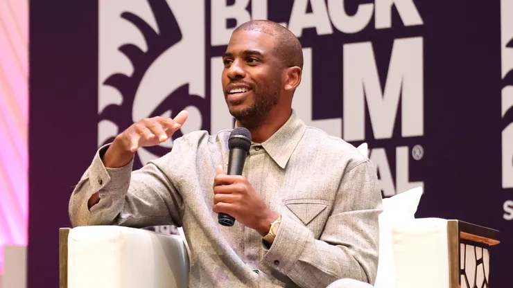 Chris Paul speaks onstage at After The Game: A Conversation With Chris Paul during the 2025 American Black Film Festival at New World Center on June 12, 2025 in Miami Beach, Florida.
