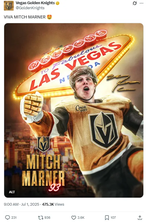 Via official Vegas Golden Knights account on X (@GoldenKnights)
