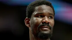 Deandre Ayton #2 of the Portland Trail Blazers looks on during the first half against the LA Clippers at Moda Center.