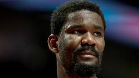 Deandre Ayton #2 of the Portland Trail Blazers looks on during the first half against the LA Clippers at Moda Center.