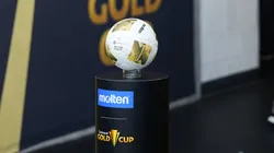 The game ball is on display before the Gold Cup 2025: Semifinal round at Energizer Park on July 2, 2025.