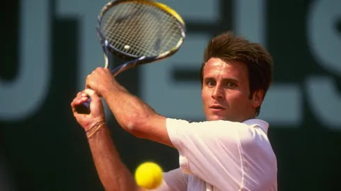 Fabrice Santoro of France in action during a semi final at the 1997 Monte Carlo Open.
