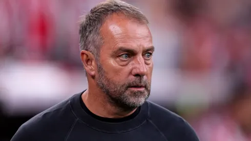 Hansi Flick, Head Coach of FC Barcelona, looks on prior to the LaLiga match between Athletic Club and FC Barcelona.