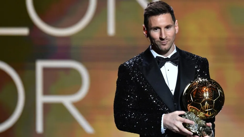 Lionel Messi is awarded with his seventh Ballon DāOr award during the Ballon DāOr Ceremony. (Aurelien Meunier/Getty Images)