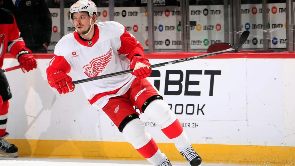 Vladimir Tarasenko #11 with the Detroit Red Wings skates against the New Jersey Devils at Prudential Center on April 16, 2025 in Newark, New Jersey. (Photo by Bruce Bennett/Getty Images)