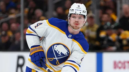 Bowen Byram during a Sabres home game in 2024–25, amid what’s now become a pivotal offseason for the rising defenseman.