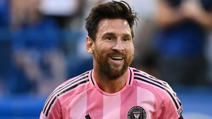 Lionel Messi #10 of Inter Miami CF celebrates scoring his team's second goal during the MLS match against CF Montreal.