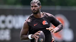 Shedeur Sanders #12 of the Cleveland Browns runs a drill after Cleveland Browns mandatory minicamp at CrossCountry Mortgage Campus on June 10, 2025 in Berea, Ohio.