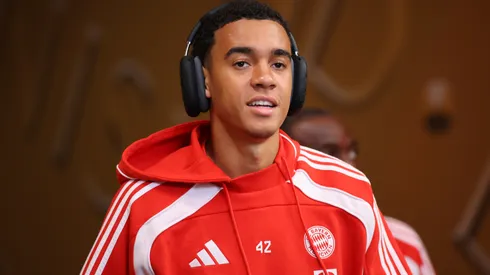 Jamal Musiala #42 of FC Bayern Munchen walks through the tunnel prior to the FIFA Club World Cup 2025 quarter-final match between Paris Saint-Germain and FC Bayern München at Mercedes-Benz Stadium on July 05, 2025 in Atlanta, Georgia.