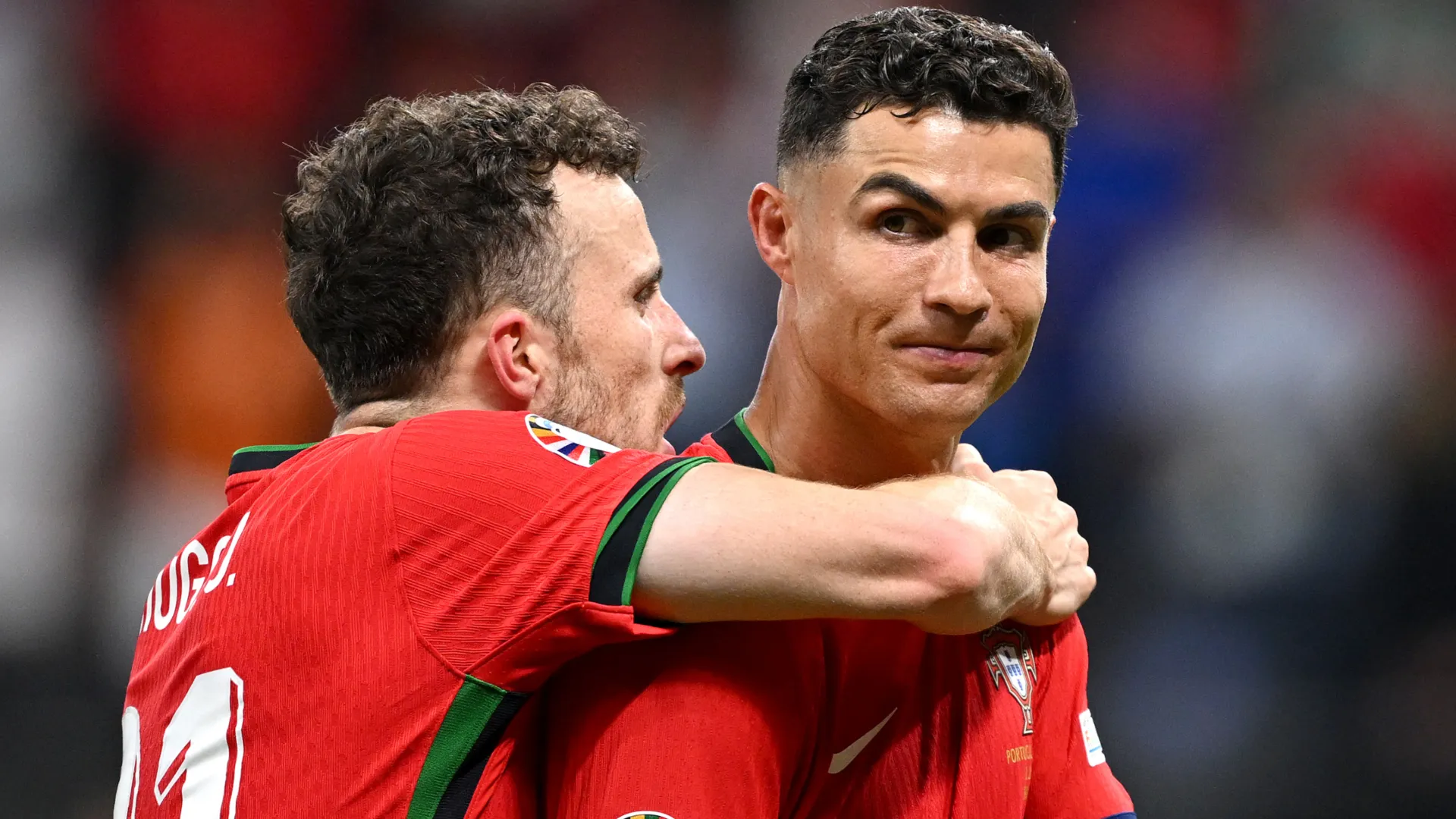 Diogo Jota and Cristiano Ronaldo of Portugal.
