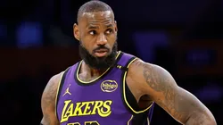 LeBron James #23 of the Los Angeles Lakers during an NBA game.