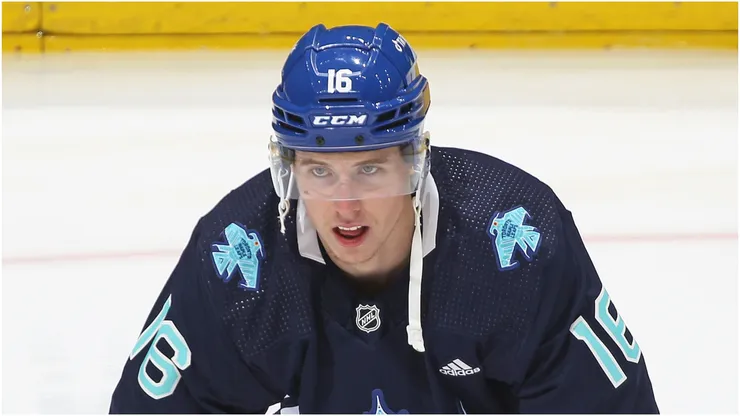 Mitchell Marner #16 of the Toronto Maple Leafs warms up before the game against the Detroit Red Wings in an NHL game at Scotiabank Arena on January 7, 2023 in Toronto, Ontario, Canada.
