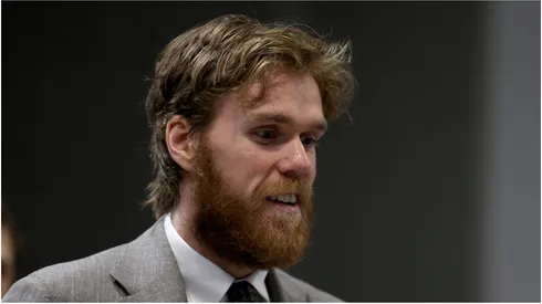 Connor McDavid #97 of the Edmonton Oilers at Amerant Bank Arena on June 24, 2024 in Sunrise, Florida.
