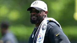 Head coach Mike Tomlin of the Pittsburgh Steelers looks on during Minicamp at UPMC Rooney Sports Complex on June 11, 2025 in Pittsburgh, Pennsylvania.
