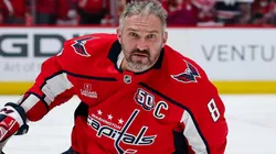 Alex Ovechkin #8 of the Washington Capitals skates before Game Five of the First Round of the 2025 Stanley Cup Playoffs against the Montreal Canadiens at Capital One Arena on April 30, 2025 in Washington, DC.