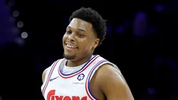 Kyle Lowry #7 of the Philadelphia 76ers celebrates a basket during a game against the Sacramento Kings at the Wells Fargo Center on January 29, 2025 in Philadelphia, Pennsylvania.