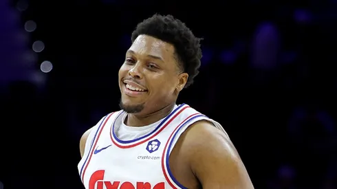 Kyle Lowry #7 of the Philadelphia 76ers celebrates a basket during a game against the Sacramento Kings at the Wells Fargo Center on January 29, 2025 in Philadelphia, Pennsylvania.