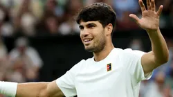 Carlos Alcaraz celebrates at 2025 Wimbledon