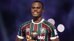 Jhon Arias of Fluminense poses for a photo with the Bronze Ball award following the FIFA Club World Cup Saudi Arabia 2023 Final between Manchester City and Fluminense.