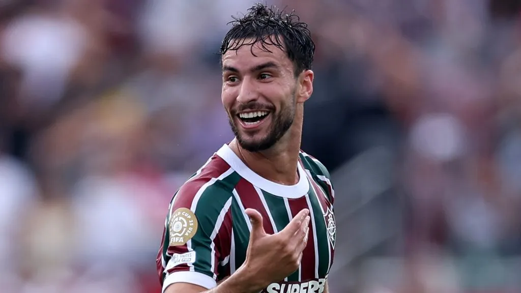 Matheus Martinelli #8 of Fluminense FC celebrates scoring his team’s first goal during the FIFA Club World Cup 2025 quarter final match between Fluminense FC and Al Hilal. (Source: Megan Briggs/Getty Images)