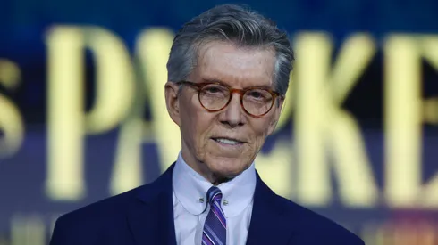 Michael Buffer American Boxing Ring announcer looks on during a press conference as part of Beterbiev v Bivol 2: The Last Crescendo at Boulevard City on February 20, 2025.