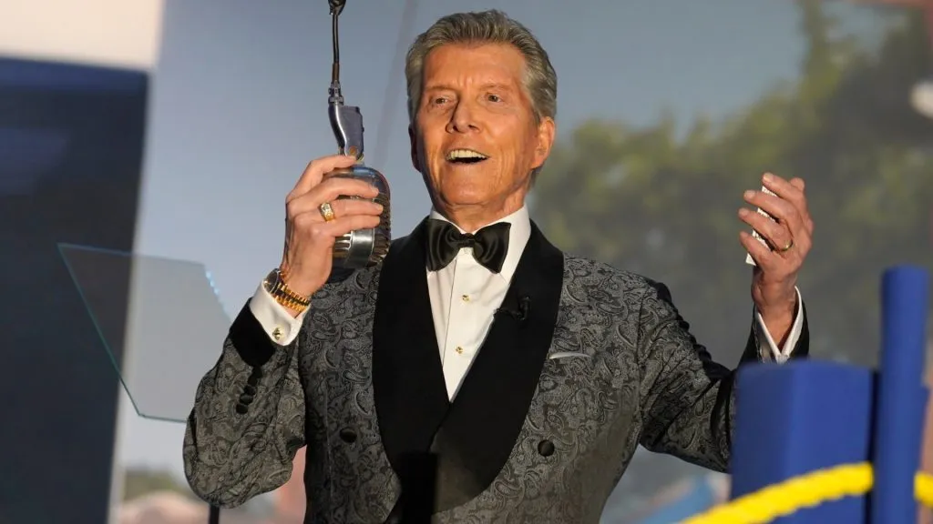 Michael Buffer speaks onstage during the the Luskin Orthopaedic Institute for Children (LuskinOIC) Stand for Kids Gala at SoFi Stadium on June 08, 2024. (Source: Presley Ann/Getty Images for LuskinOIC)