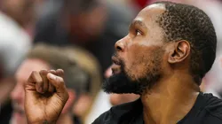 Kevin Durant #35 of the Phoenix Suns looks on during the first half of the game against the Houston Rockets at Toyota Center on March 12, 2025 in Houston, Texas.