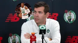 Brad Stevens, president of basketball operations for the Boston Celtics, speaks to the media during Boston Celtics Media Day