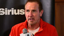 Steve Spagnuolo participates in Sirius XM's NFL Radio Town Hall with Andy Reid and the Kansas City Chiefs at Missouri Western State University on August 13, 2024 in St Joseph, Missouri.