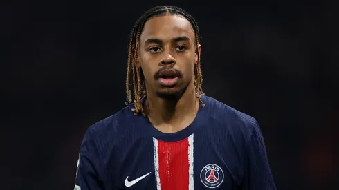 Bradley Barcola of PSG during the UEFA Champions League 2024/25 UEFA Champions League 2024/25 Round of 16 first leg match between Paris Saint-Germain and Liverpool FC.