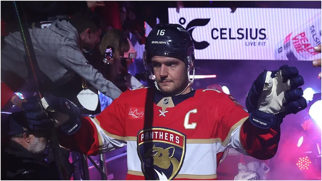 Aleksander Barkov walks out of the tunnel