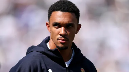 Trent Alexander-Arnold #12 of Real Madrid C.F. looks on prior to a game.